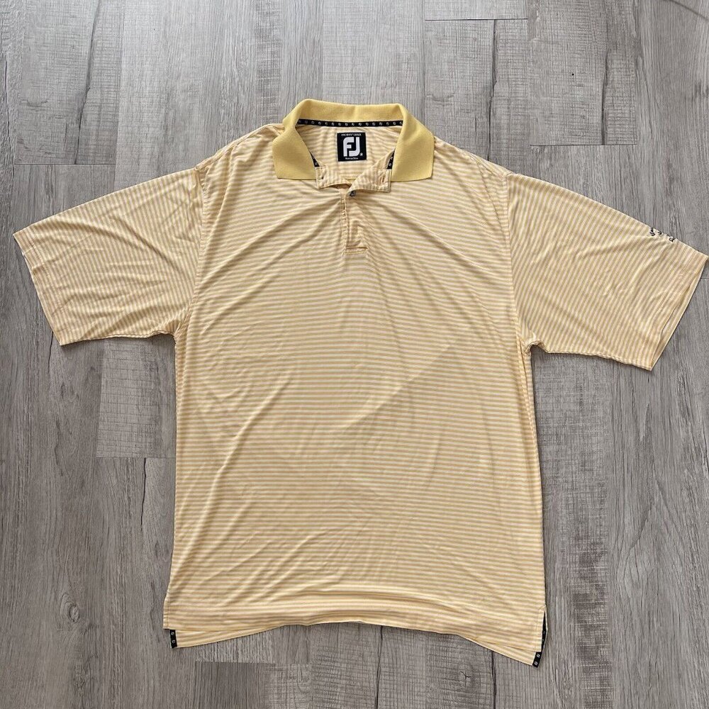 FootJoy Men's Striped Polo Medium Yellow Golf Washington Golf Club‎ Florida Prep